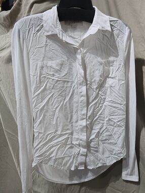 LOFT White Long-Sleeve Casual Button-Down Shirt